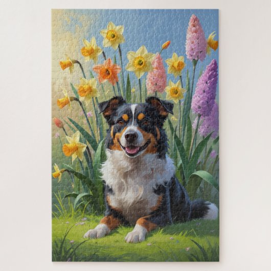 Puzzle Kelpie australienne Fleurs de printemps de chien P (Vertical)