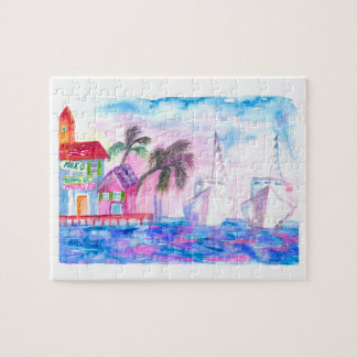 Puzzle Key West Harbour and ships at sunset