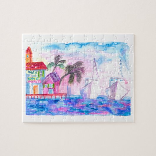 Puzzle Key West Harbour and ships at sunset (Horizontal)