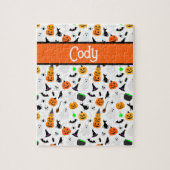 Puzzle Kid Halloween Ghost Citrouille Black Chat Personna (Vertical)