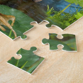 Puzzle, kikker die een saxofone speelt. legpuzzel (Zijkant)