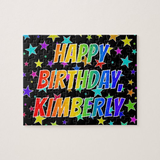 Puzzle "KIMBERLY" Prénom, Amusant "HEUREUX ANNIVERSAIRE" (Horizontal)