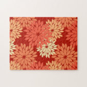 Puzzle Kimono Floral Moderne Impression, Mandarin Orange (Horizontal)