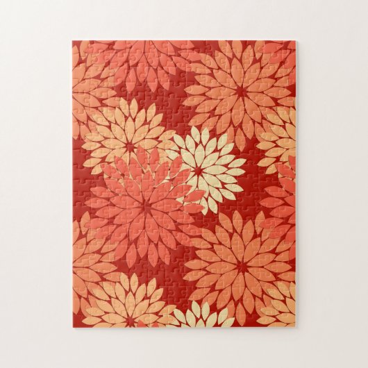 Puzzle Kimono Floral Moderne Impression, Mandarin Orange (Vertical)