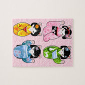 Puzzle Kimono Kokeshi de chat de Maneki Neko Kawaii de (Horizontal)