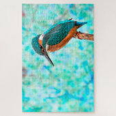 Puzzle Kingfisher Bird Blue Abstrait (Vertical)