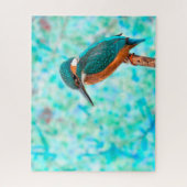 Puzzle Kingfisher Bird Blue Abstrait (Vertical)
