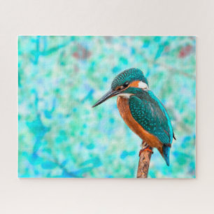 Puzzle Kingfisher Bird Blue Abstrait