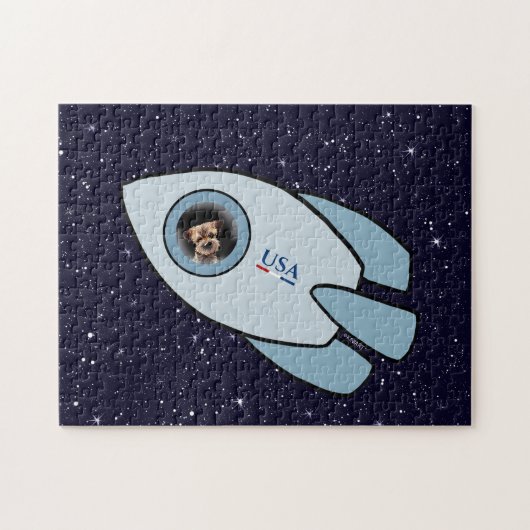 Puzzle KiniArt Frontière Terrier Rocket Chien Chien Puzzl (Horizontal)