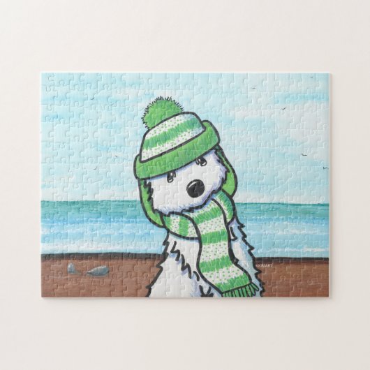 Puzzle KiniArt Winter Beach Westie (Horizontal)