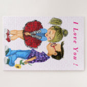 Puzzle Kiss - I Love You - Texte Personnalisé (Horizontal)