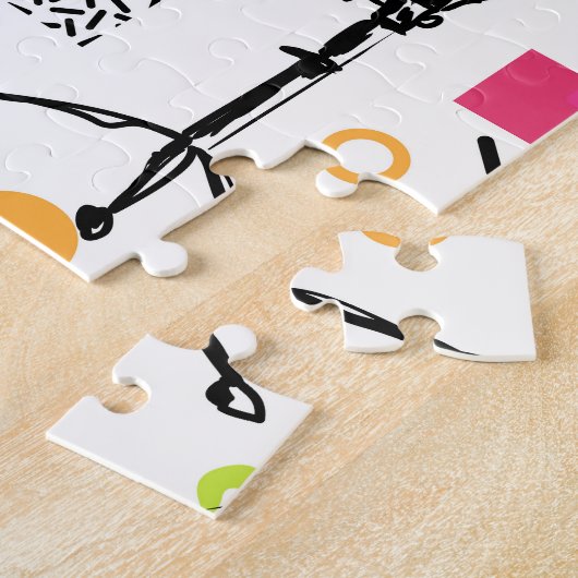 Puzzle Kit Tambour : Aquarelle Memphis Retro. (Côté)