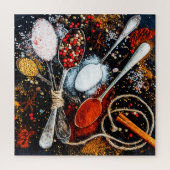 Puzzle Kitchen Spoons Of Different Flavorful Spices (Vertical)