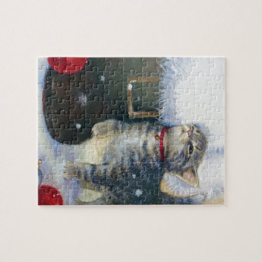 Puzzle Kitten à Père Noël Boot (Horizontal)