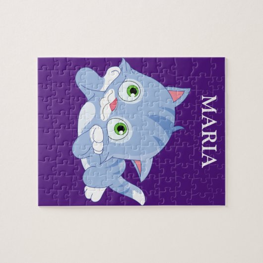 Puzzle Kitten avec nom d'enfant personnalisé. (Horizontal)