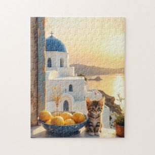 Puzzle Kitten avec vue sur coucher de soleil