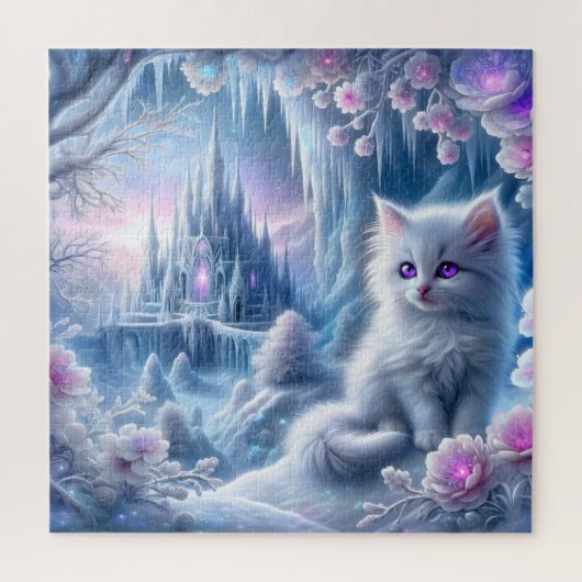 Puzzle Kitten blanc dans le royaume des glaces d'Imaginai (Vertical)