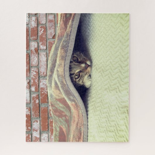 Puzzle - Kitten Caché Sous Couverture (Vertical)