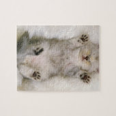 Puzzle Kitten dormant sur un tapis blanc, haut (Horizontal)