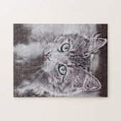 Puzzle Kitten Love Cute Kitty Cat With Luminous Blue Eyes (Horizontal)
