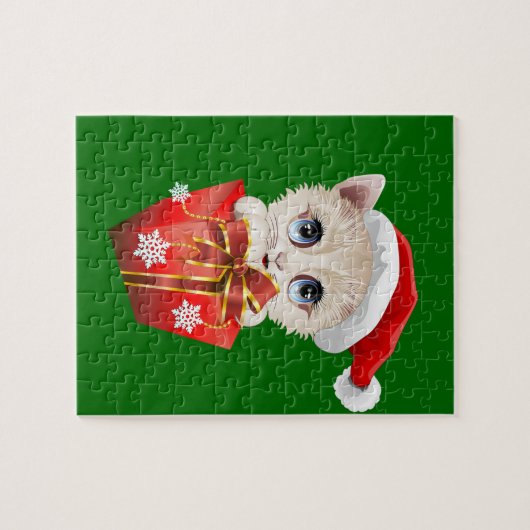 Puzzle Kitten Noël Père Noël avec cadeau (Horizontal)
