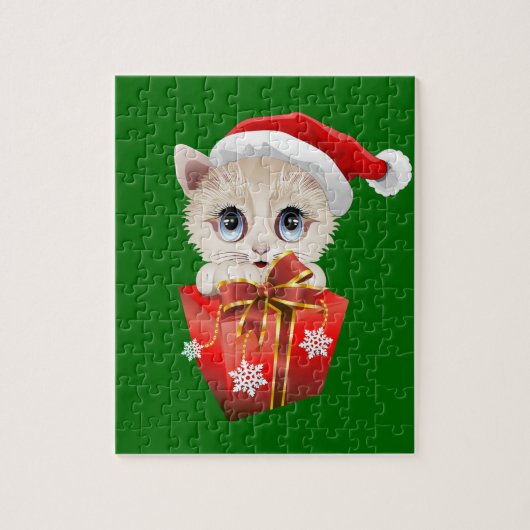 Puzzle Kitten Noël Père Noël avec cadeau (Vertical)