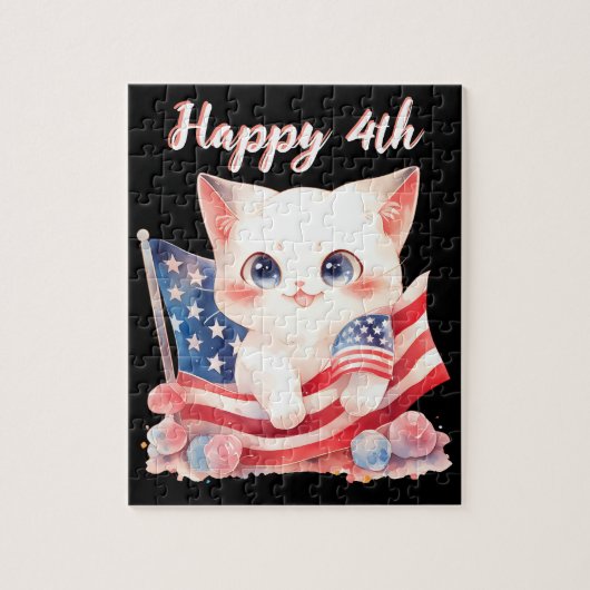 Puzzle Kitten patriotique 4 juillet Happy 4th Custom (Vertical)