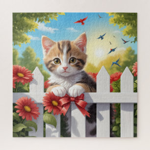Puzzle Kitten sur la clôture