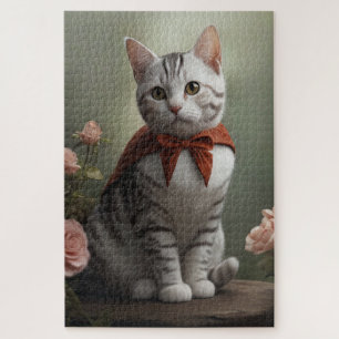 Puzzle Kitten vintage américain Shorthair avec Roses
