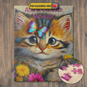 Puzzle Kitty Artistique Papillon Bleu
