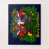 Puzzle Kitty et chiot, Happy XMas (Vertical)