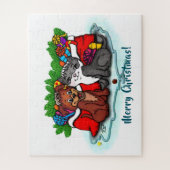 Puzzle Kitty et chiot, Happy XMas (Vertical)