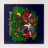 Puzzle Kitty et chiot, Happy XMas (Horizontal)