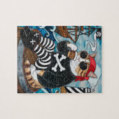 Puzzle Kitty Pirate en pull noir flou avec un café (Horizontal)