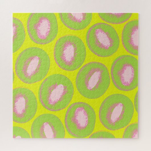 Puzzle Kiwi Pop Art Fruit Motif en Chartreuse et rose (Horizontal)