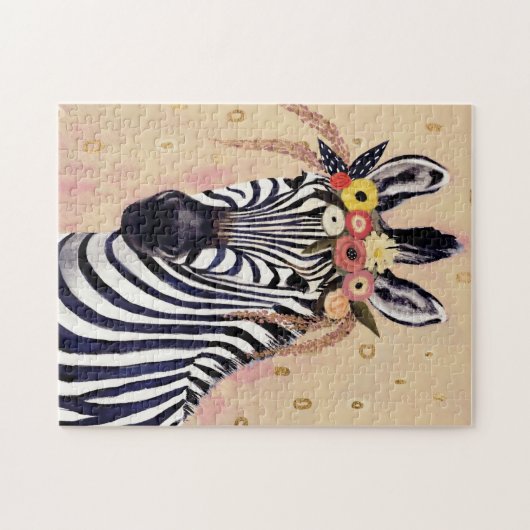 Puzzle Klimt Zebra | Orné De Fleurs (Horizontal)
