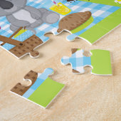 Puzzle Koala Bear Pique-nique Boy En vichy bleu (Côté)
