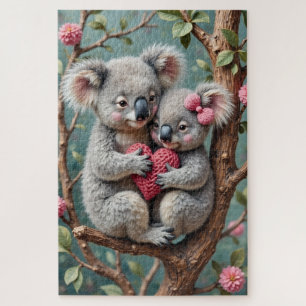 Puzzle Koalas Blottis Serrés sur une Branche d'Eucalyptus