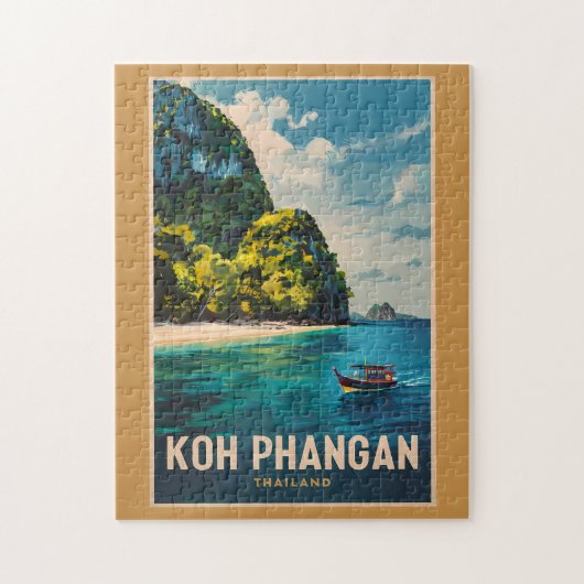 Puzzle Koh Phangan Thaïlande Travel Art Vintage (Vertical)