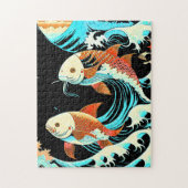 Puzzle Koi Fish in a Great Wave Comic Book Style  (Vertical)
