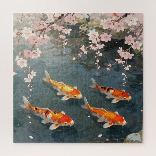 Puzzle Koi Pond Cherry Blossom Serenity (Vertical)