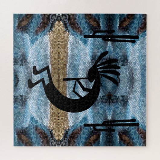 Puzzle Kokopelli Mosaïque du désert du sud-ouest Bleu 20 (Horizontal)