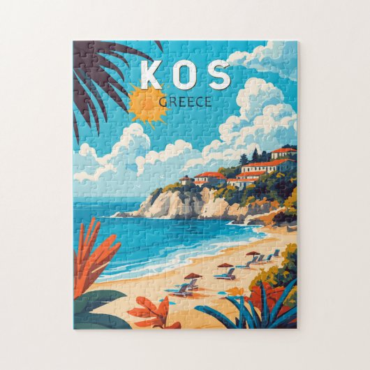 Puzzle Kos Grèce Travel Art Vintage (Vertical)