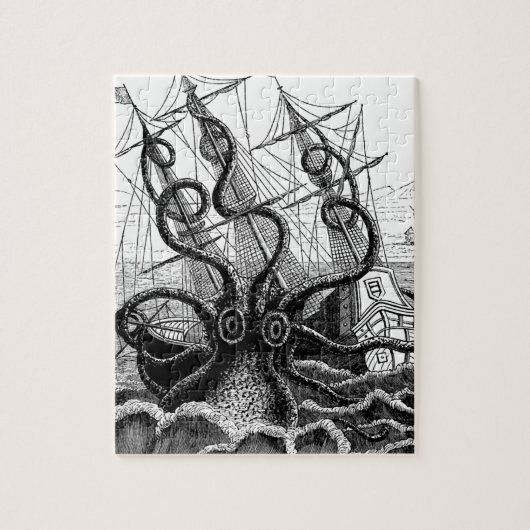 Puzzle Kraken/poulpe Eatting un bateau de pirate, (Vertical)