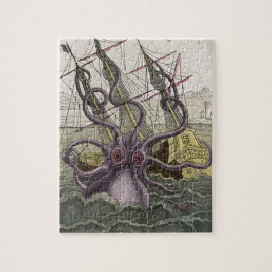 Puzzle Kraken/poulpe Eatting un bateau de pirate, couleur (Vertical)