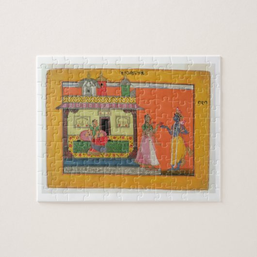Puzzle Krishna arrivant à la maison de Radha, (Horizontal)