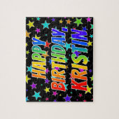 Puzzle "KRISTIN" First Name, Fun "HAPPY BIRTHDAY" (Vertical)