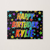 Puzzle "KYLIE" Prénom, Amusant "HEUREUX ANNIVERSAIRE" (Horizontal)
