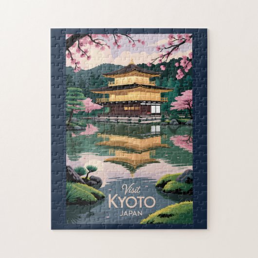 Puzzle Kyoto Japan Kinkaku-ji Illustration Travel Art Vin (Vertical)