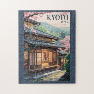 Puzzle Kyoto Maison Japon Illustration Voyage Art Vintage